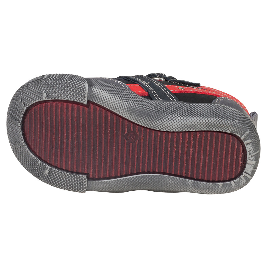 Bottillons en cuir avec scratch et empiècements contrastés 