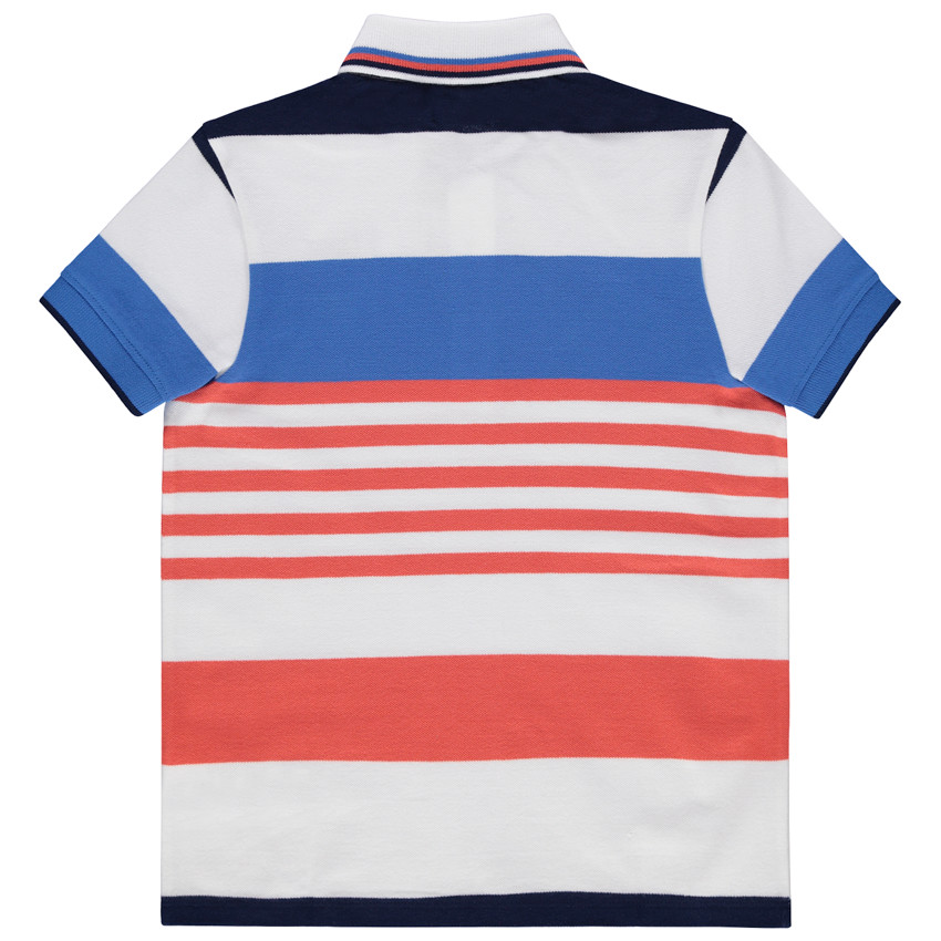 Polo manches courtes à rayures contrastées et broderies 