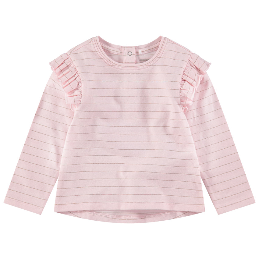 Tee-shirt manches longues en jersey à fines rayures dorées 