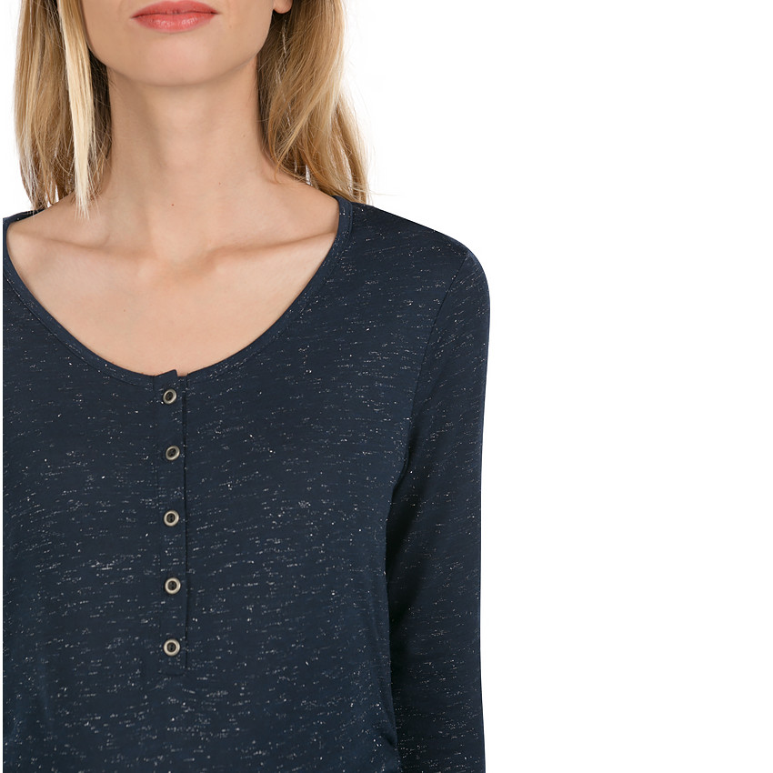 Tee-shirt de grossesse manches longues en jersey et fil argenté 