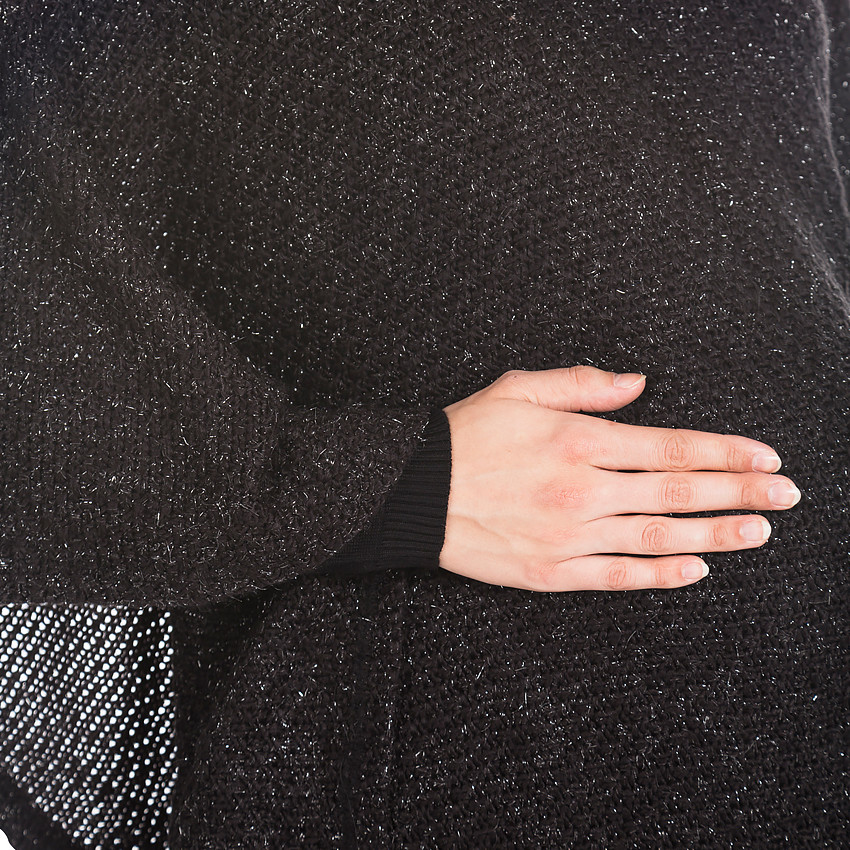 Pull poncho en maille mélangée 