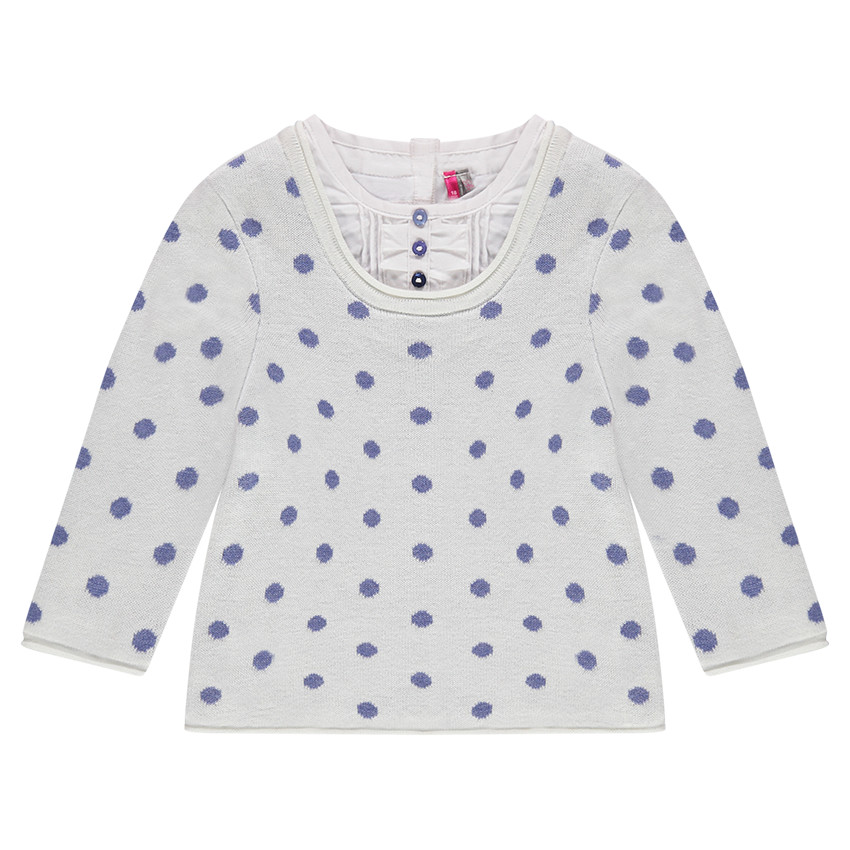 Pull manches longues à pois effet 2 en 1 