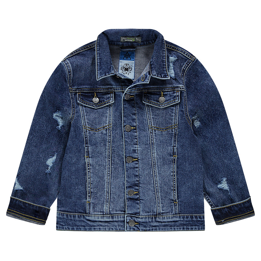 Junior - Veste en jeans effet used avec poches 