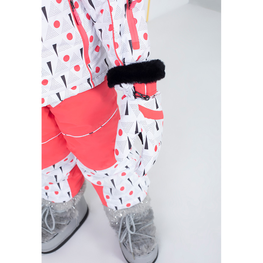 Gants de ski imprimés all-over avec fausse fourrure 