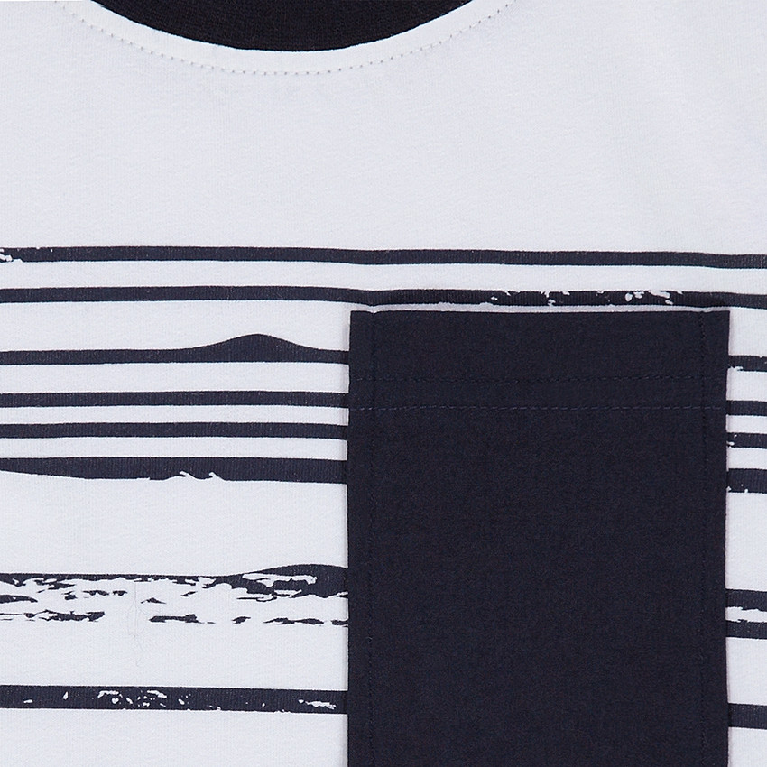 Tee-shirt manches courtes en jersey avec rayures effet vague et poche 