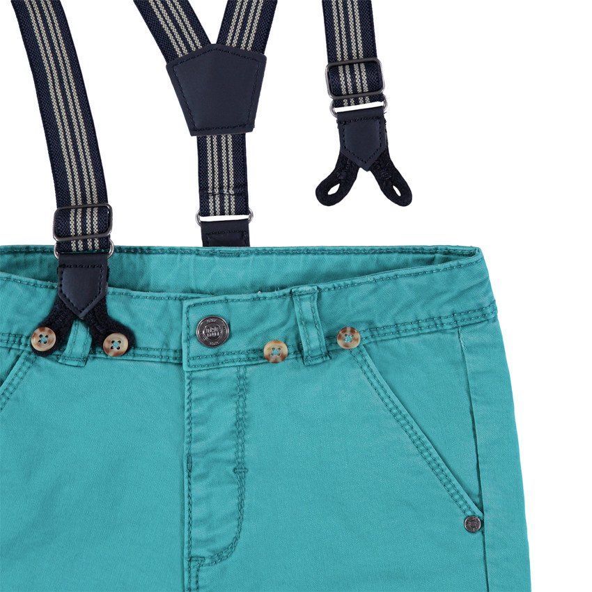 Pantalon en toile surteint avec bretelles élastiquées amovibles 