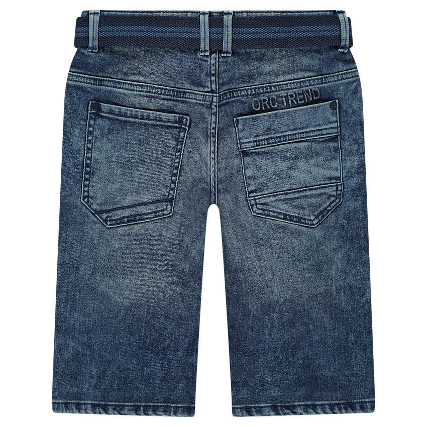Junior - Bermuda en jeans effet used avec ceinture amovible 