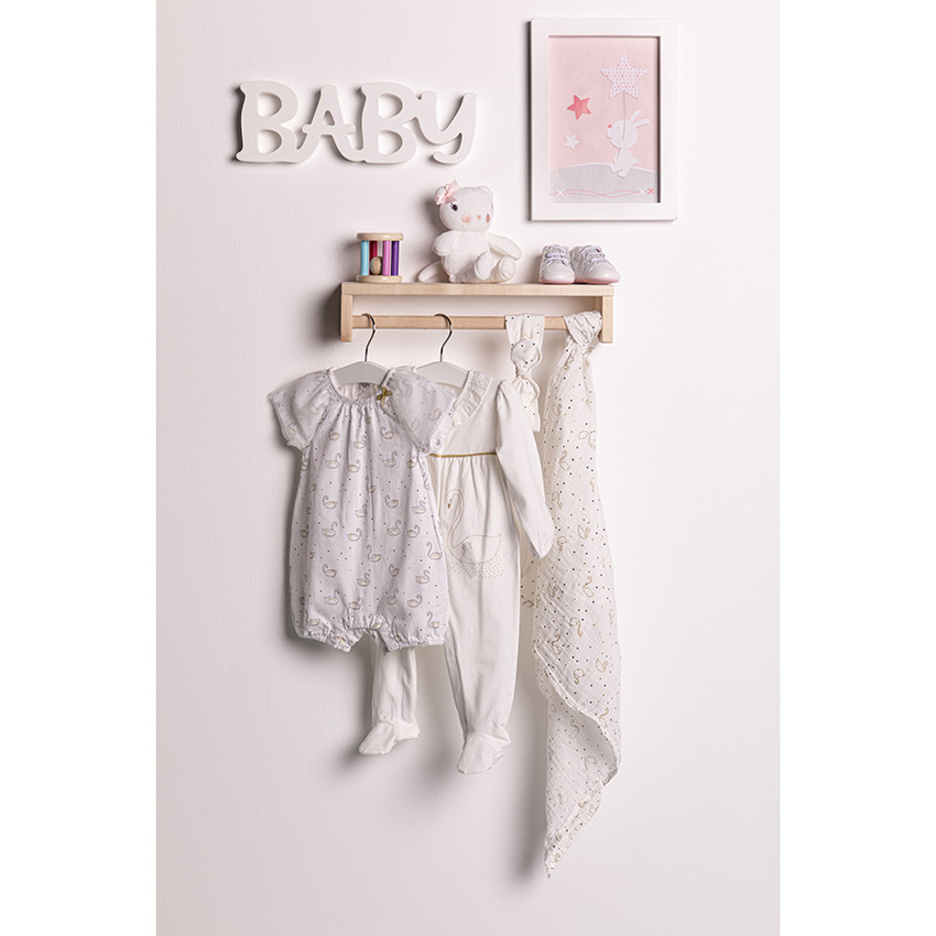 Dors-bien en coton bio à col volanté et print cygne 