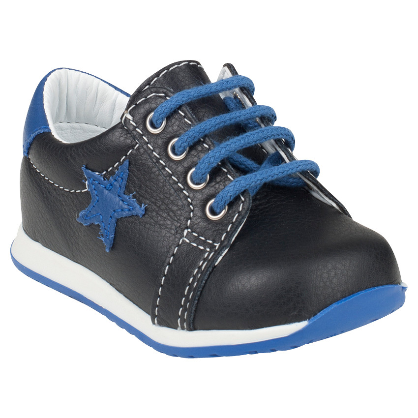 Bottillons à lacets en cuir avec patch étoile cousu 