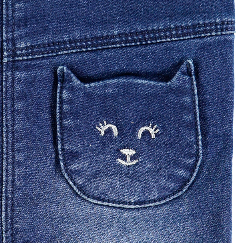 Jean effet used à poches forme chat 