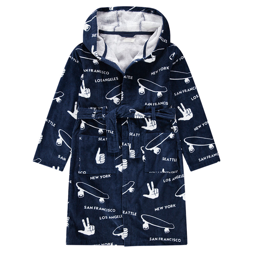Junior - Peignoir en éponge avec motif esprit skateboard 