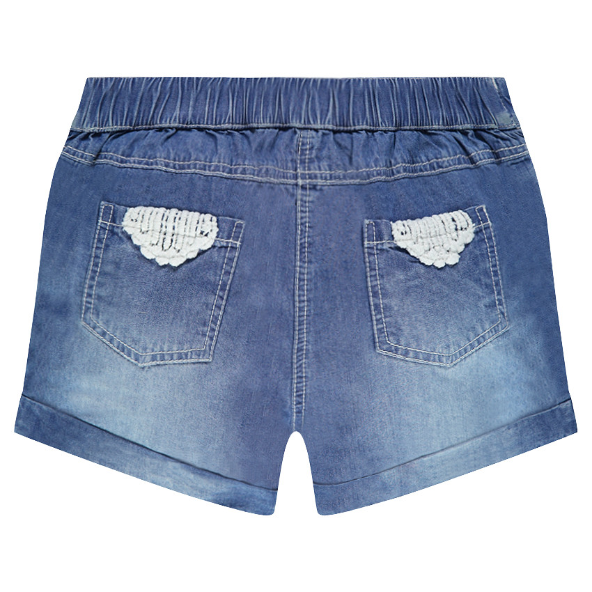 Short en chambray et dentelle 