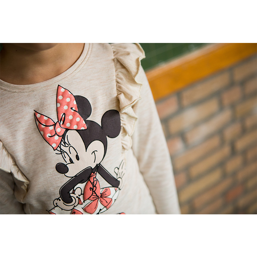 Tee-shirt manches longues en molleton fin à volants et print Disney Minnie 