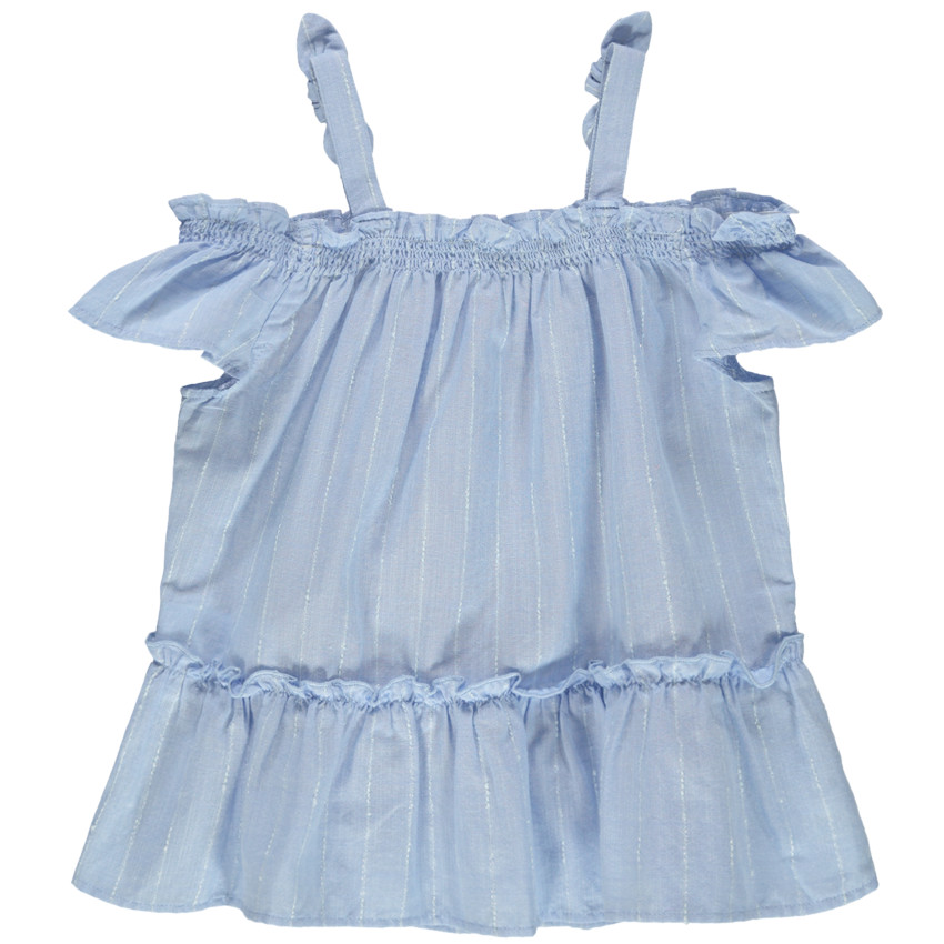 Top en voile volanté et fines rayures brillantes 