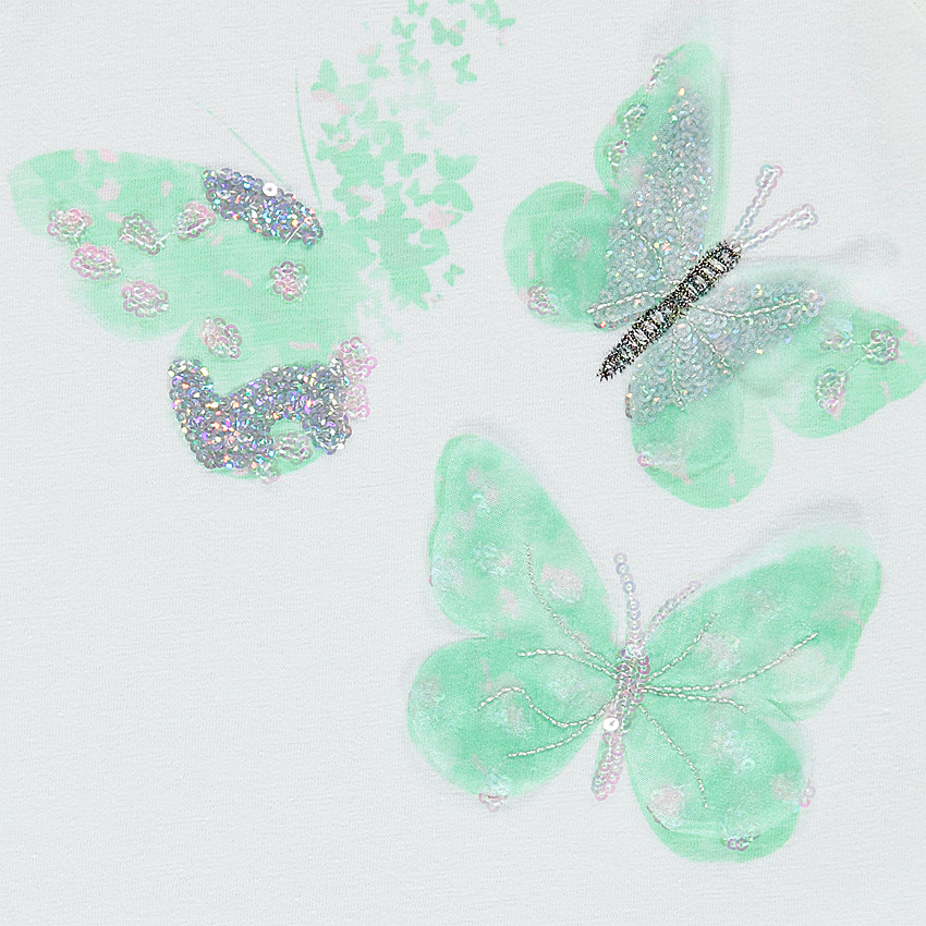 Débardeur en jersey avec papillons printés et détails organza  