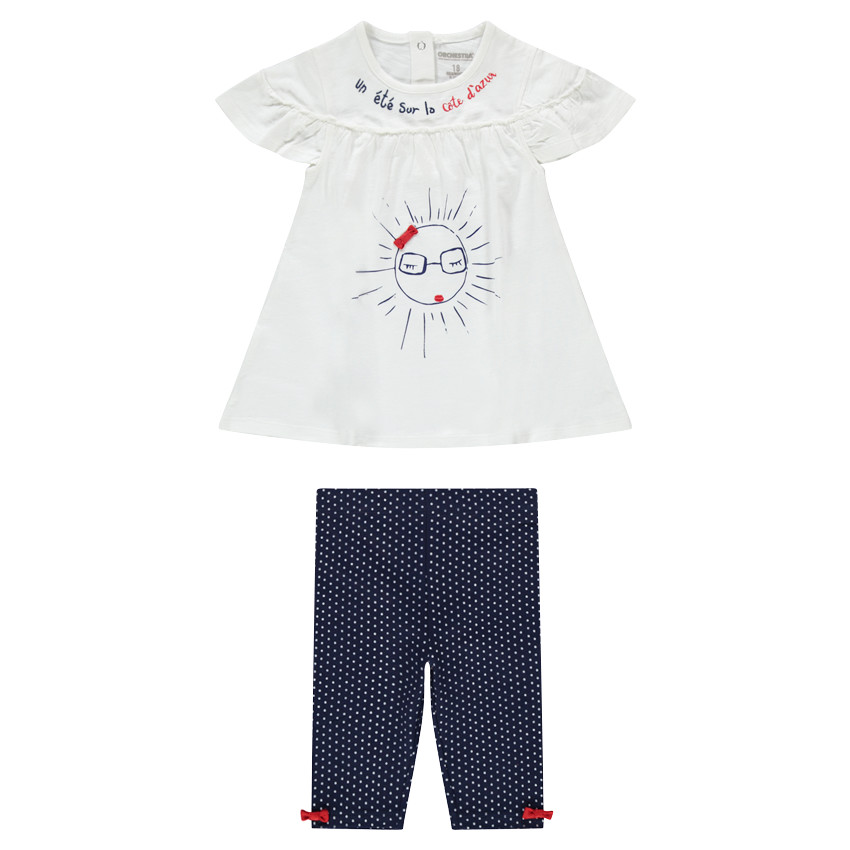 Ensemble tunique printée et legging à pois all-over 