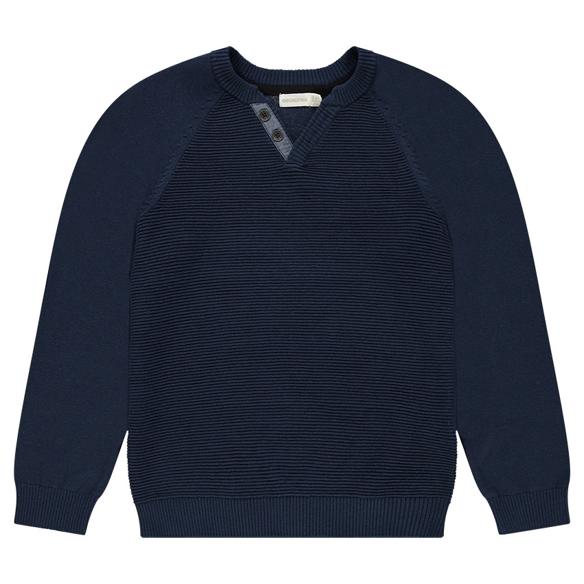 Junior - Pull en tricot ottoman avec col esprit tunisien 