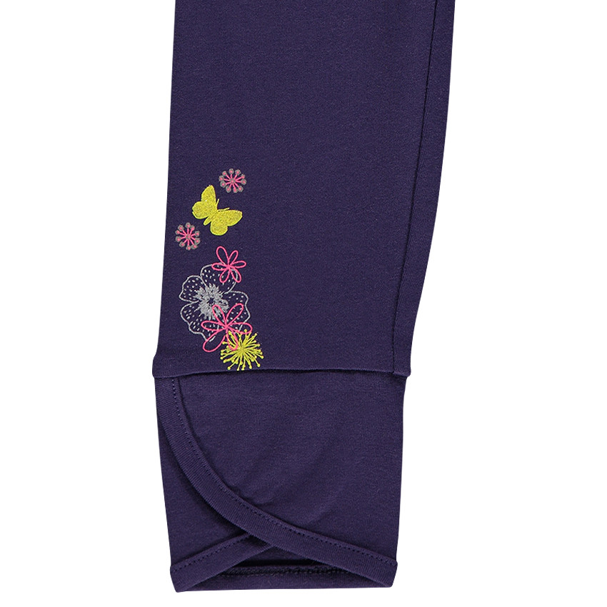 Legging long uni avec découpe fantaisie et fleurs printées 