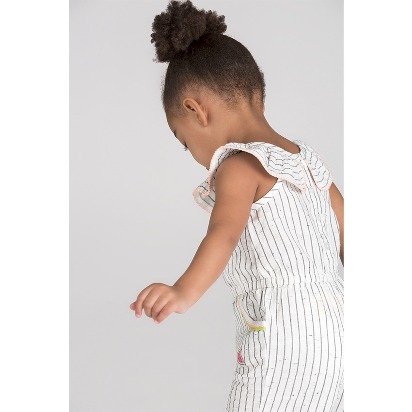 Combishort à rayures effet neps avec col volanté 