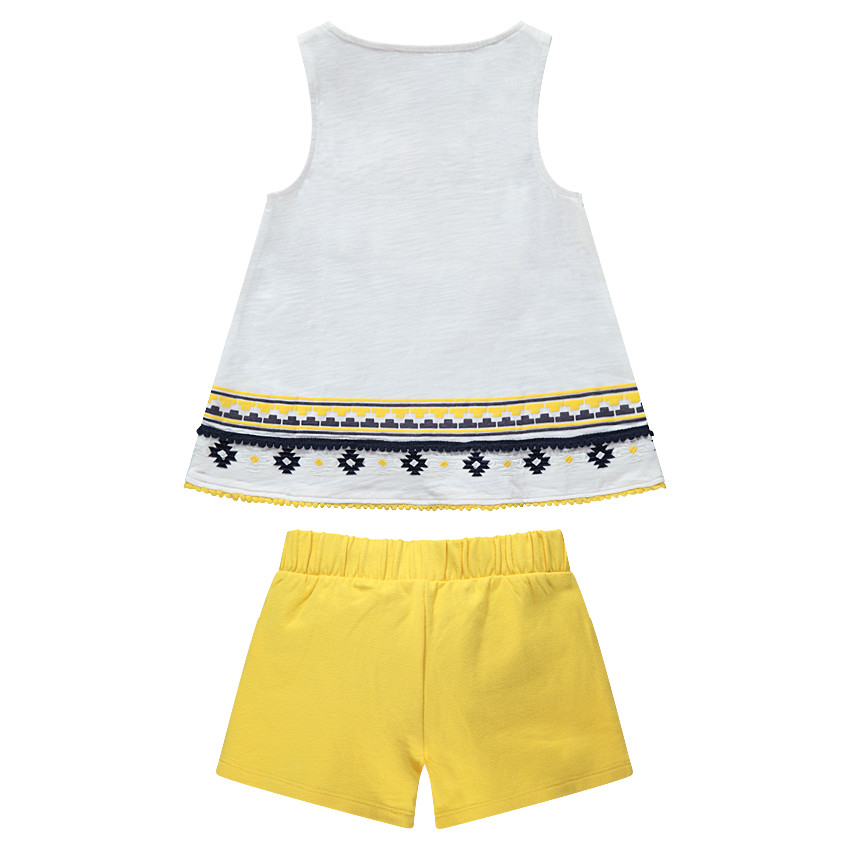 Ensemble avec débardeur print Minnie esprit ethnique et short jaune 