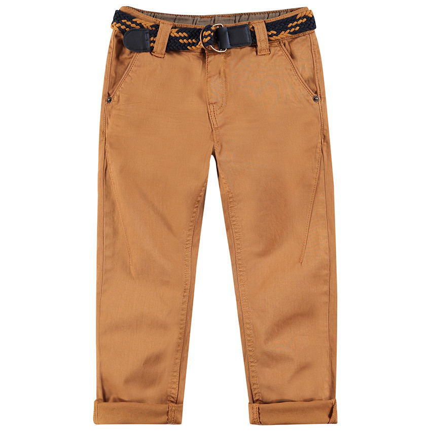 Pantalon en coton surteint avec ceinture tressée amovible 