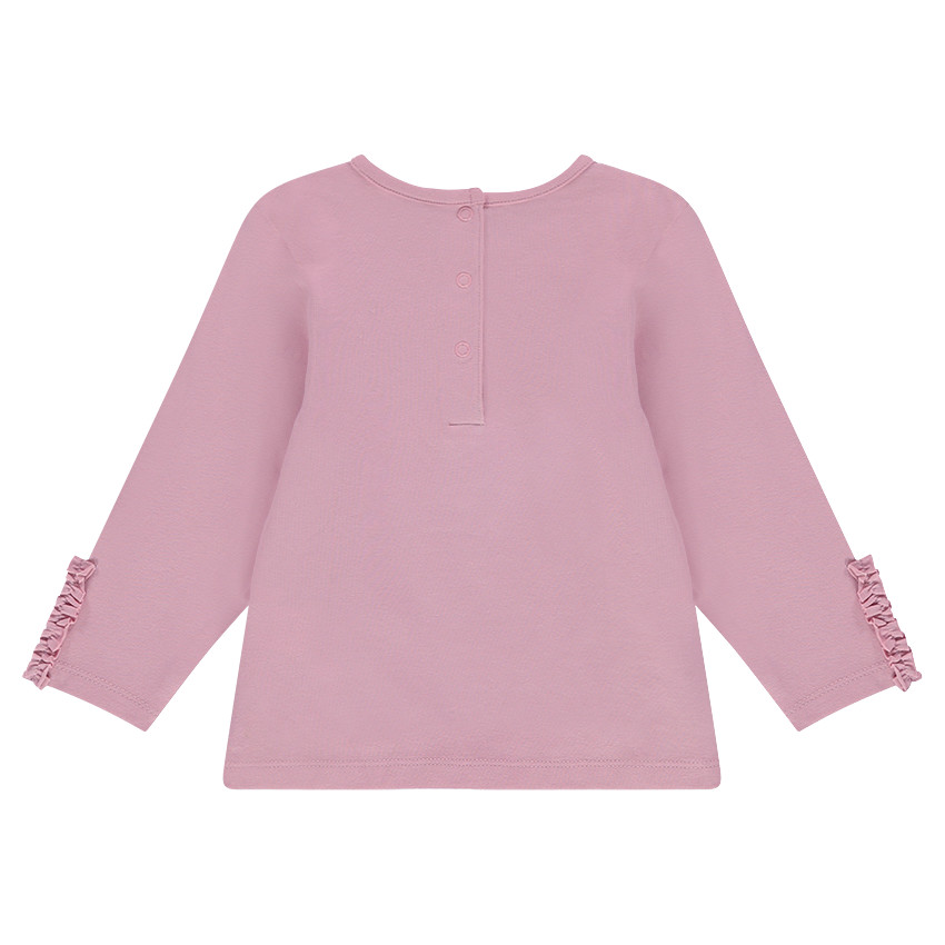 Tee-shirt manches longues uni avec ruché au bout des manches 