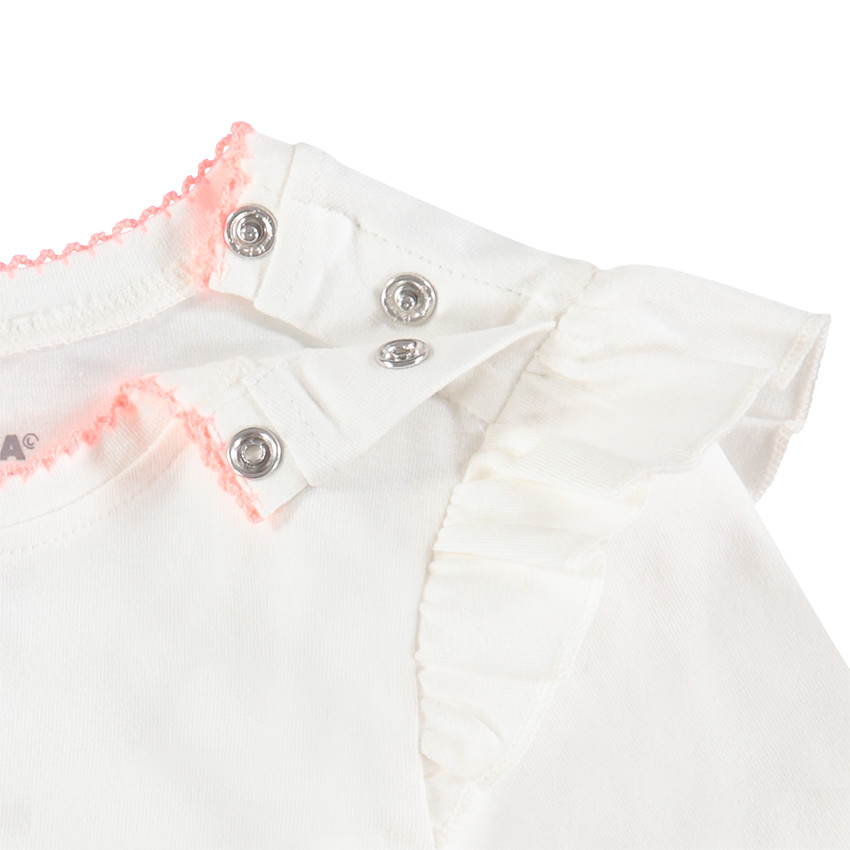 Tee-shirt manches longues en jersey avec lapins patchés et pompons 