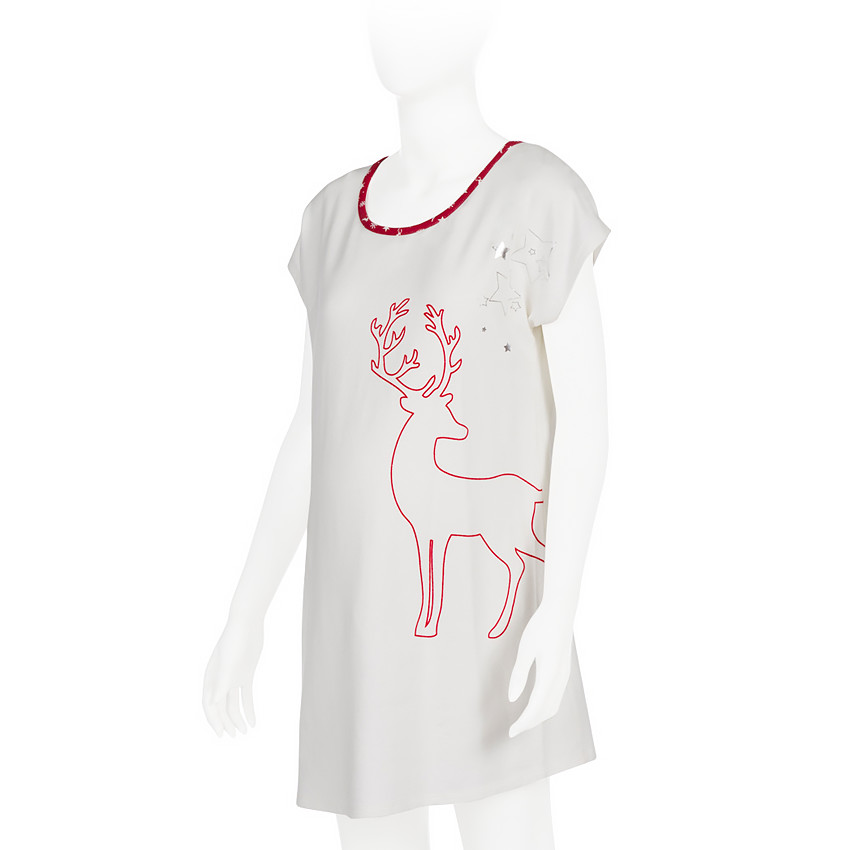 Tee-shirt large de grossesse print élan et étoiles argentées 