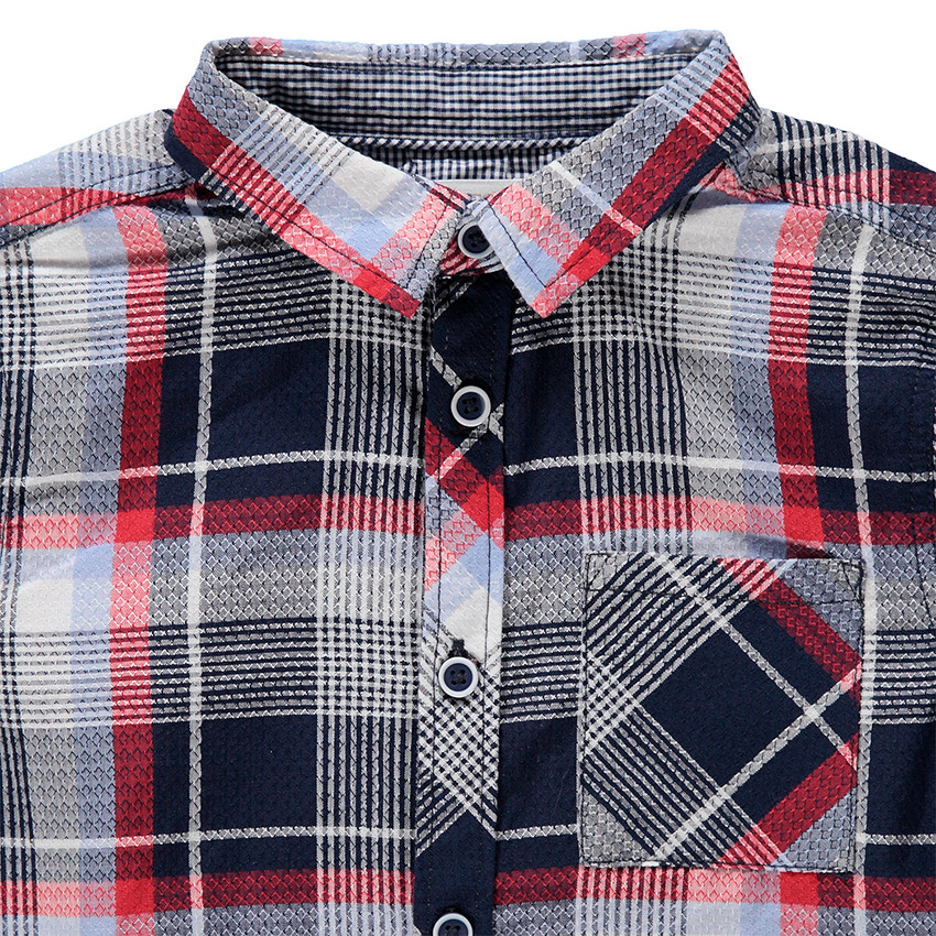 Chemise manches longues à carreaux avec poche plaquée 