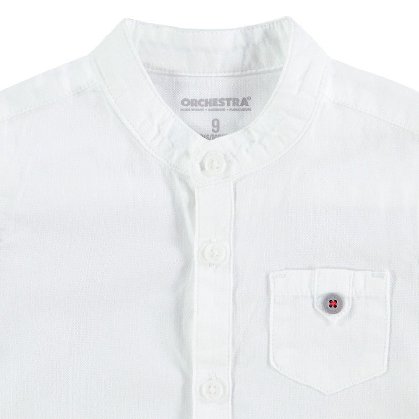 Ensemble avec chemise blanche et pantalon gris en coton fantaisie 