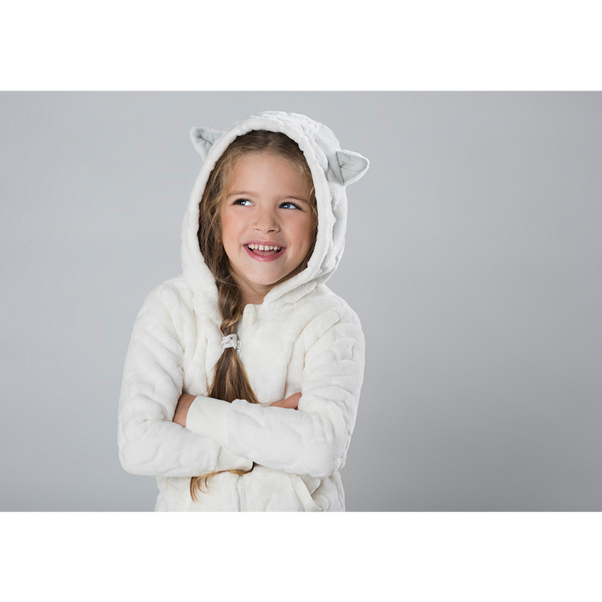 Gilet à capuche en sherpa avec motif en relief 