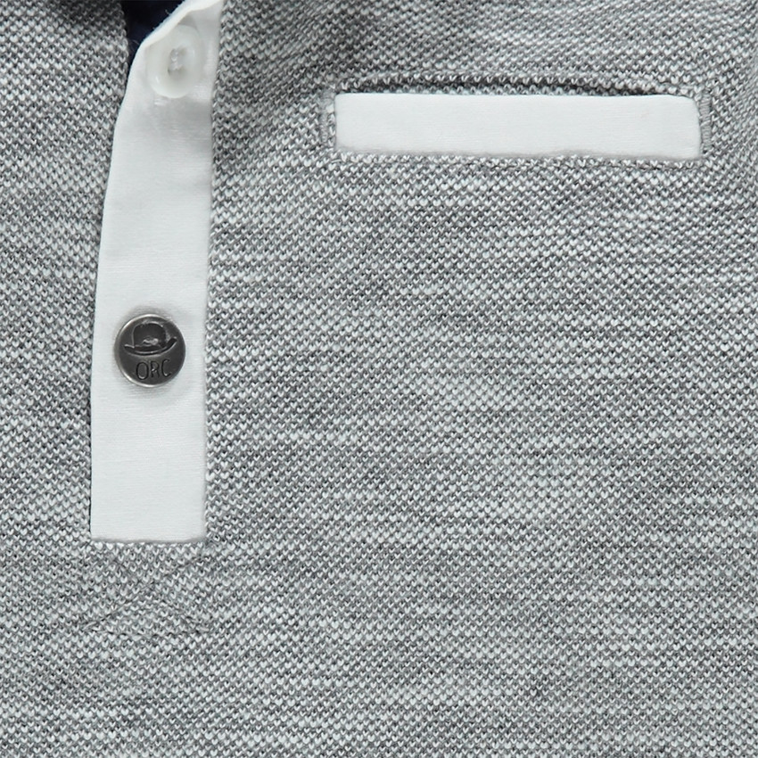 Polo manches longues en coton fancy avec inscription brodée 