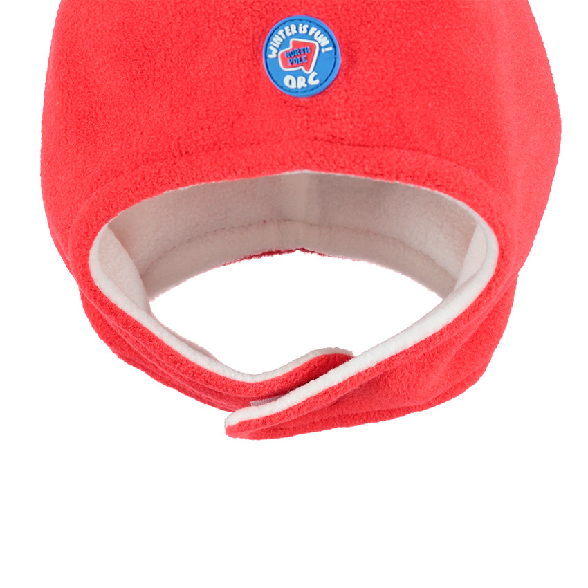 Bonnet péruvien en micropolaire avec pompon et badge 