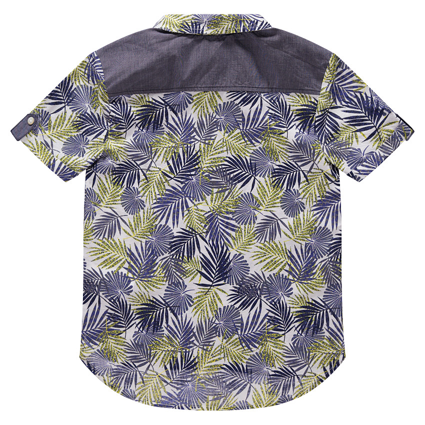 Junior - Chemise manches courtes avec imprimé végétal all-over 