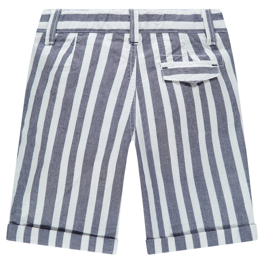 Bermuda à rayures verticales contrastées all-over et poches 