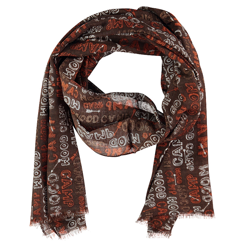 Chèche en voile de viscose avec texte contrasté all-over 