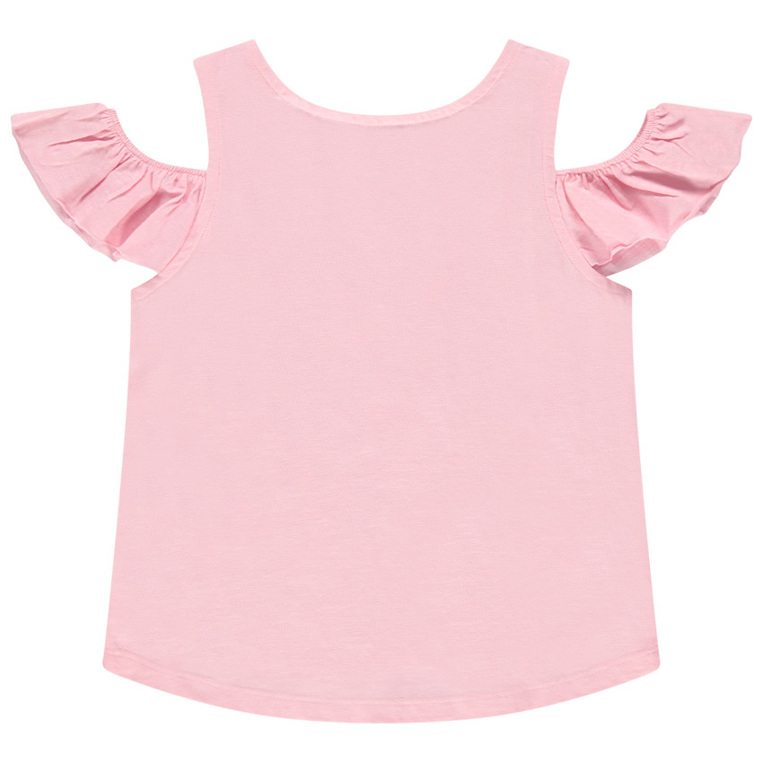 T-shirt manches courtes à épaules dénudées print personnage 