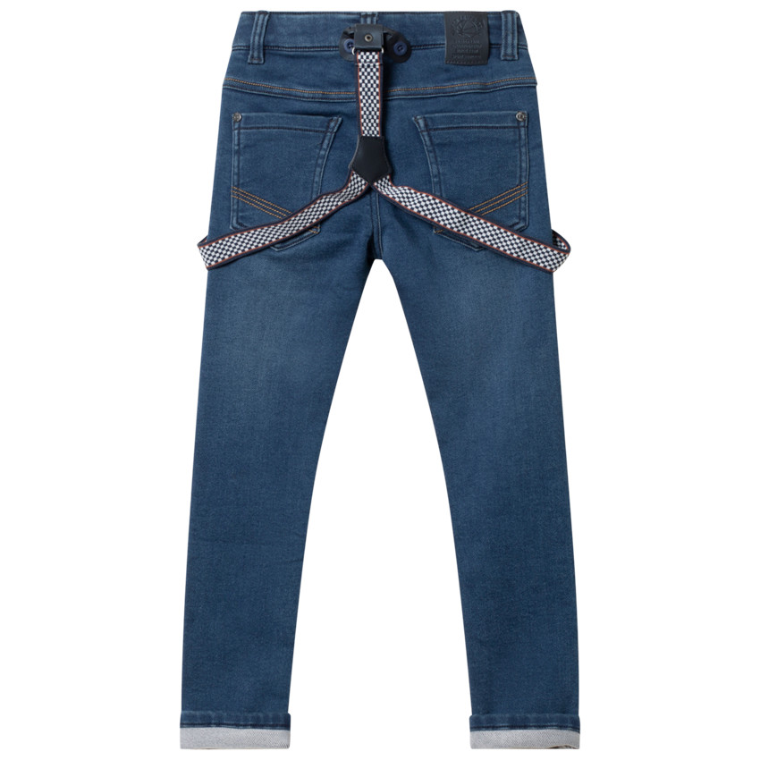 Jean effet used à bretelles amovibles 