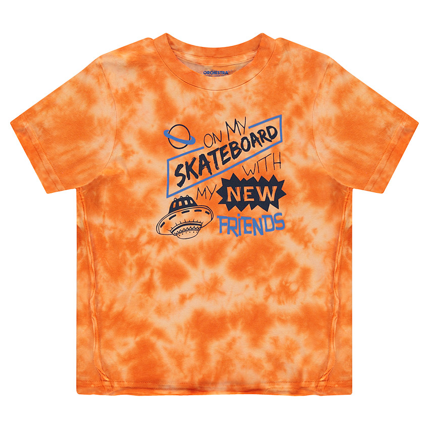 Tee-shirt manches courtes en jersey effet shibori avec texte printé  