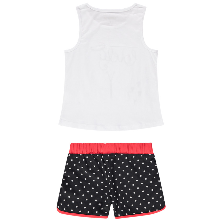 Ensemble avec débardeur papillon à sequins et short à pois 