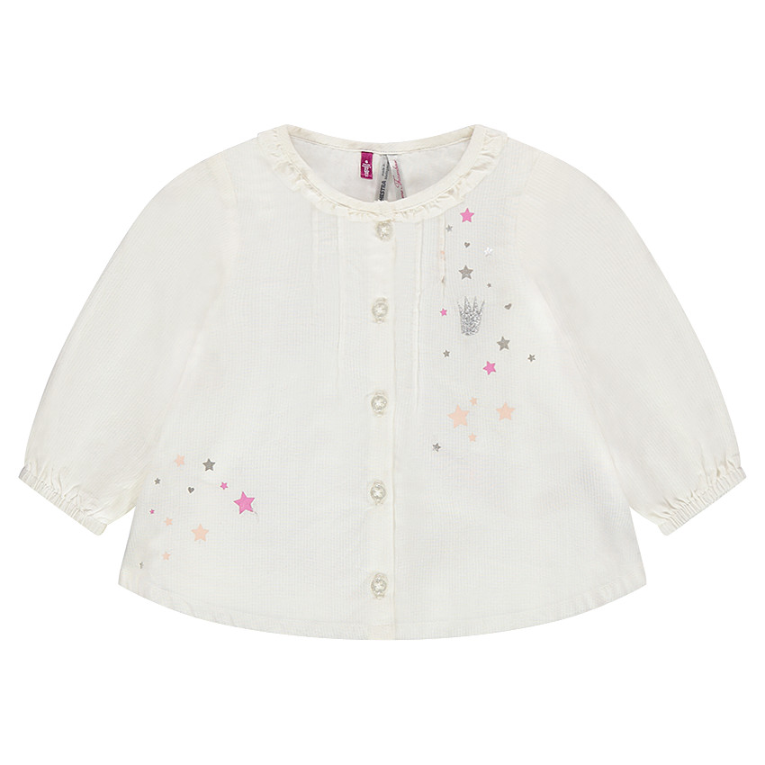 Tunique manches longues avec col fantaisie et étoiles printées 