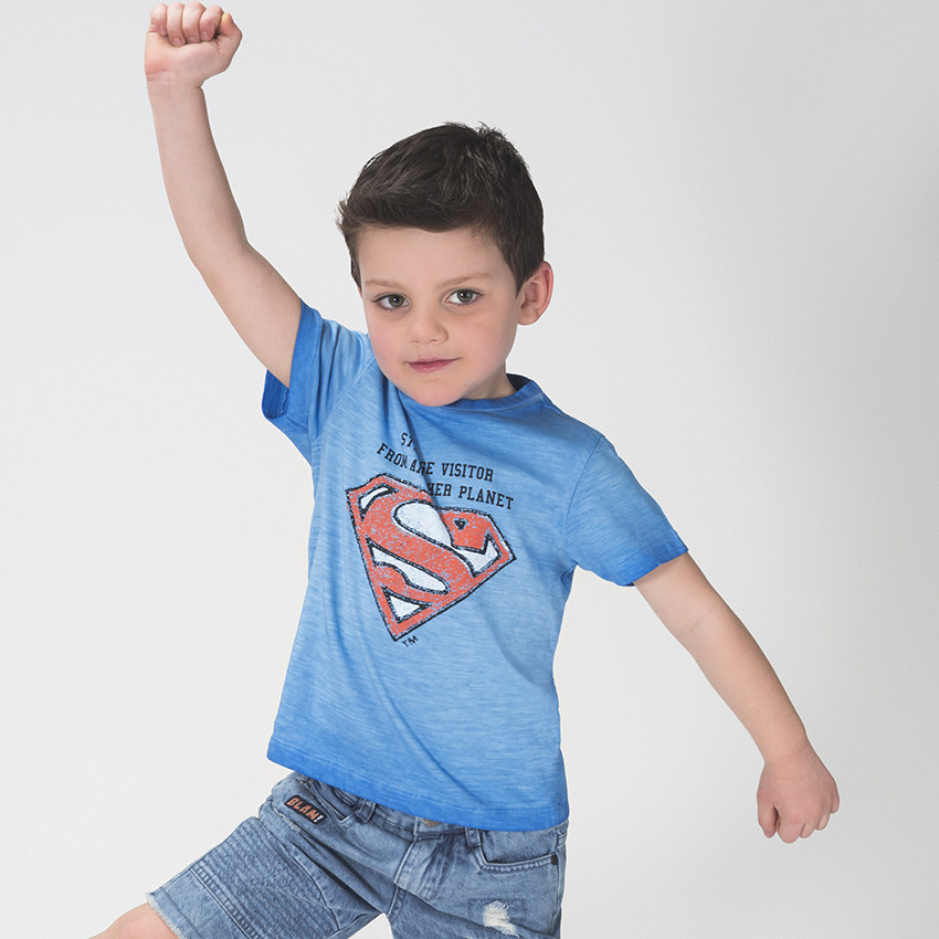 Tee-shirt manches courtes effet tie and dye avec print logo Warner Superman  