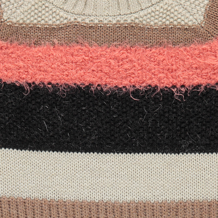 Robe manches en tricot fantaisie rayé 