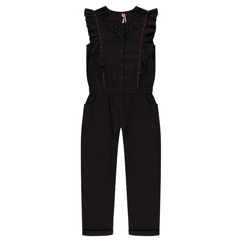 Combinaison longue en twill à volants et crochet 