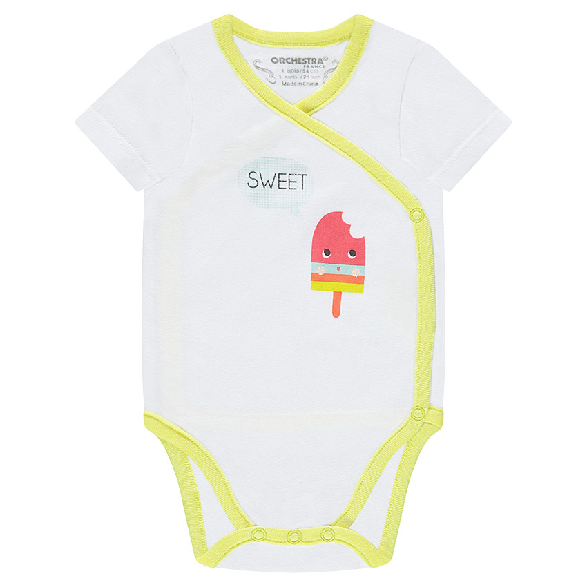 Lot de 7 bodies manches courtes en jersey avec glaces printées 