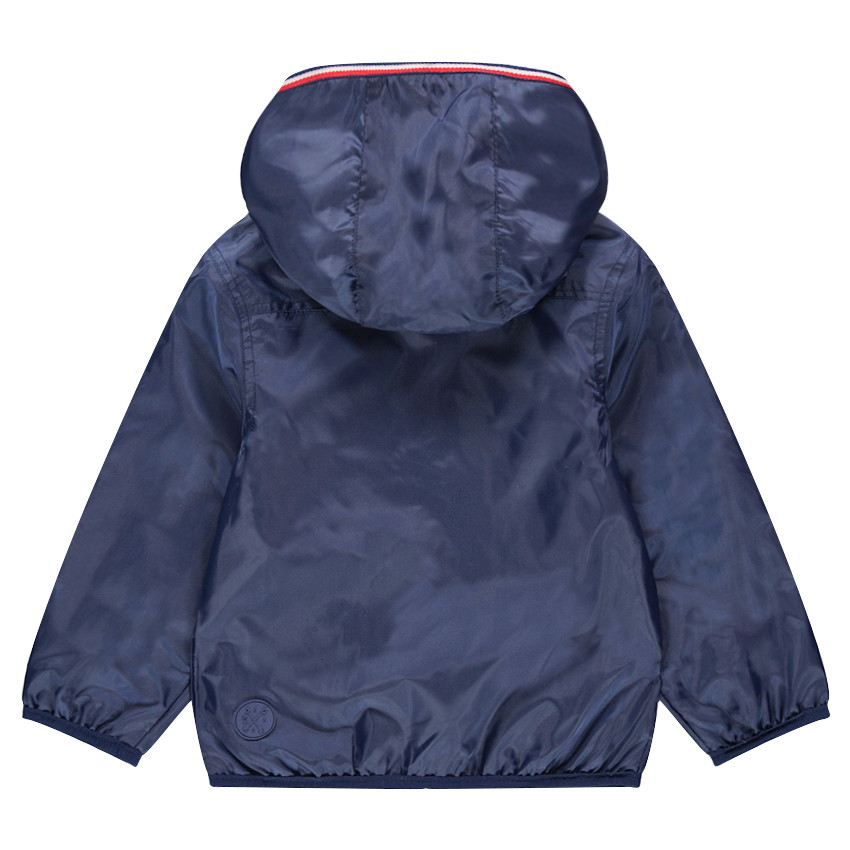 Coupe-vent en nylon bleu marine avec doublure en jersey rayé 