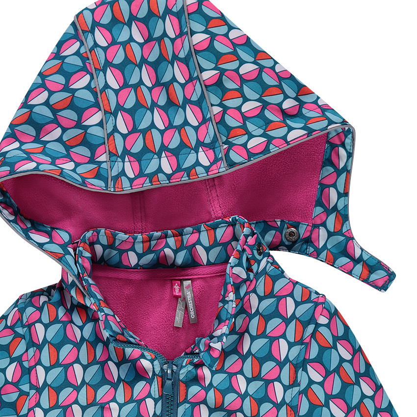 Coupe-vent à capuche amovible imprimé all-over doublé micropolaire 