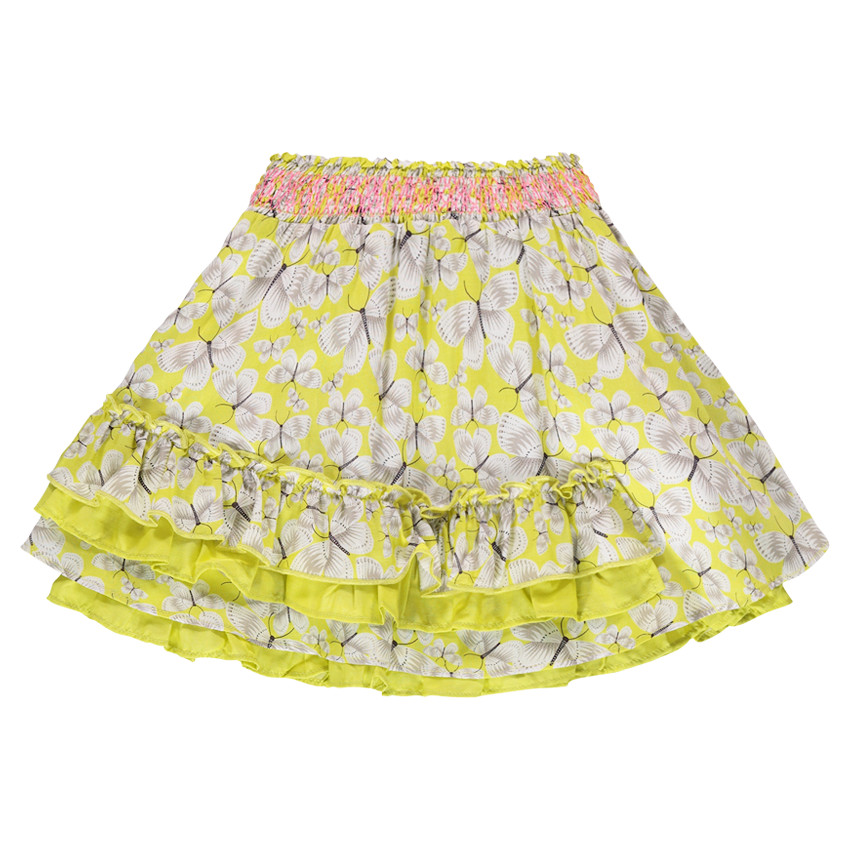 Jupe patineuse à volants imprimée papillons 