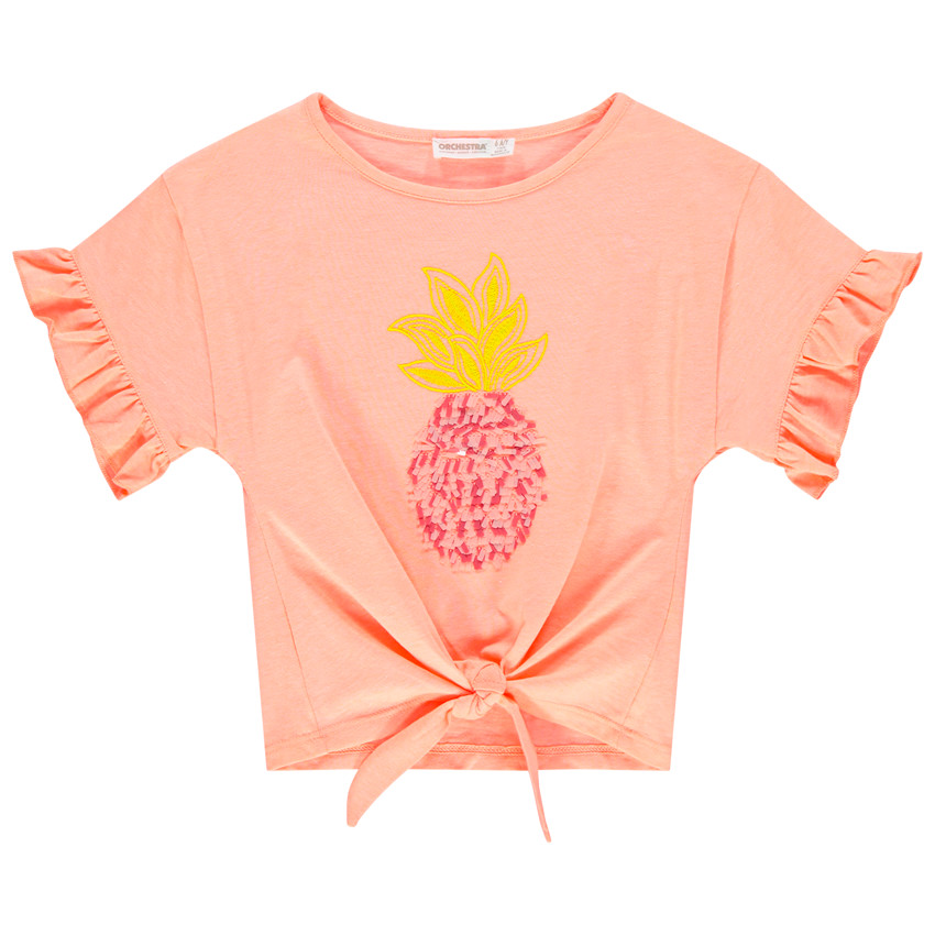 T-shirt manches courtes motif ananas à nouer 