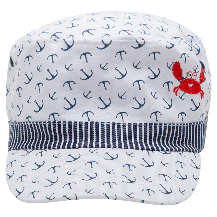 Casquette en twill avec ancres printées all-over et galon rayé 